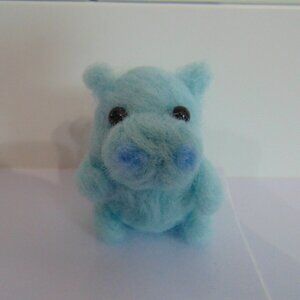 Needle Felted Blue Hippo